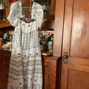 Dreamy Flowy Free People Bohemian Maxi Dress Mixed Embroidery